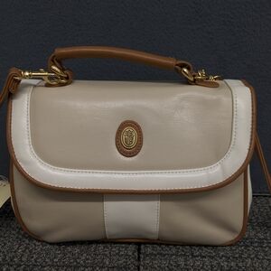 Michael Stevens Cream White Leather Handbag Y2K